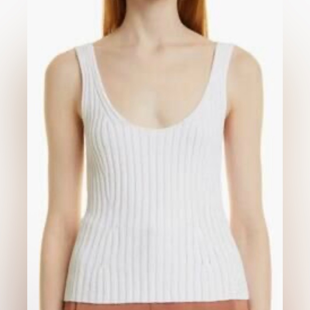 Vince White Ribbed Tank Top